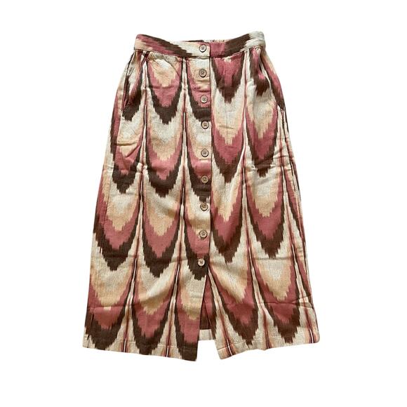 Faherty Whitley Desert Ikat Button Front Midi Skirt Small Southwestern NEW - Picture 2 of 7